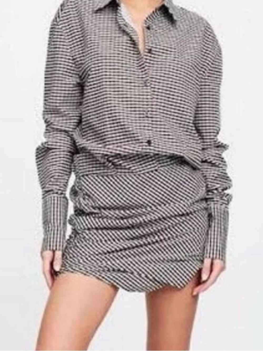 #130 LIONESS Checked Mini Slouch Dress - Black & White